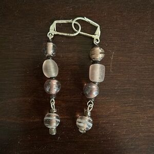 Dangly Purple Glass Bead Earrings